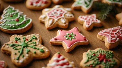 Festively decorated homemade cookies