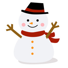 かわいいシンプルなマフラーをまいた雪だるまのイラスト