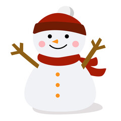 かわいいシンプルなマフラーをまいた雪だるまのイラスト