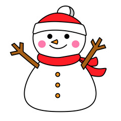 かわいいシンプルなマフラーをまいた雪だるまのイラスト