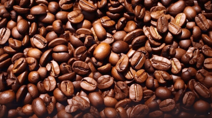 Roasted Coffee beans  grains background,A heap of coffee beans, ready to be brewed into a delicious cup of coffee
