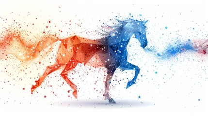 Fototapeta premium Abstract mash line and point CHESS HORSE origami on white background with an inscription. Starry sky or space, consisting of stars and the universe. Vector strategy illustration 