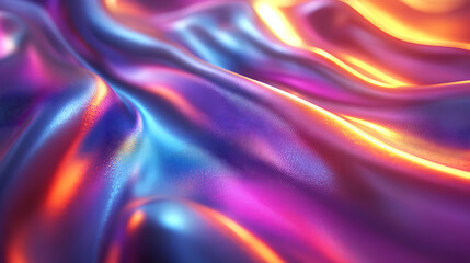 Obraz premium Abstract Background with Wavy, Iridescent, and Shiny Texture in Purple, Blue, and Orange Tones