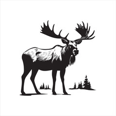 deer silhouette vector illustration, 