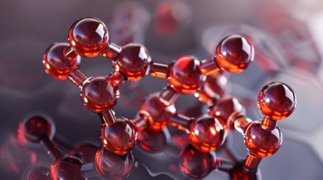 benzene molecular structure, 3d model molecule, aromatic hydrocarbon, structural chemical formula view from a microscope,