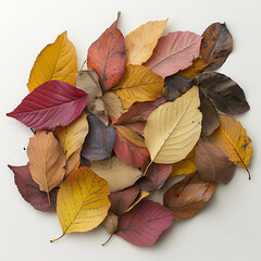 Colorful autumn leaves arranged in a decorative pattern