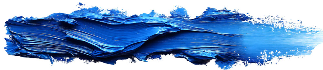 Bright Blue paint streak on a transparent background, offering a bold and lively element to projects