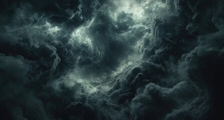 Obraz premium Dramatic, dark, and stormy sky with thick, swirling clouds.