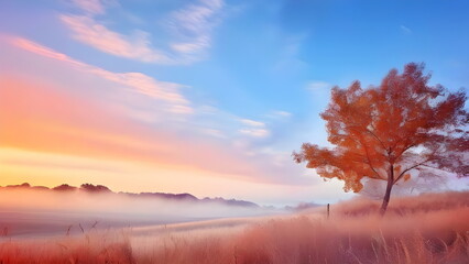 Backdrop with Autumn landscape