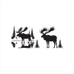 deer silhouette vector illustration, 