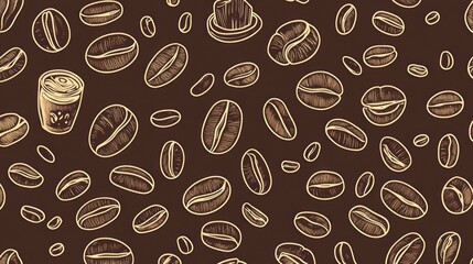 Obraz premium seamless pattern consist of coffee beans related objects