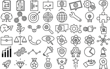 Vector business setting icon. Business and management action and plan icon. Thin Line art editable Stroke.