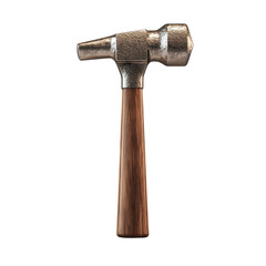 Metal hammer with wooden handle isolated on transparent background.