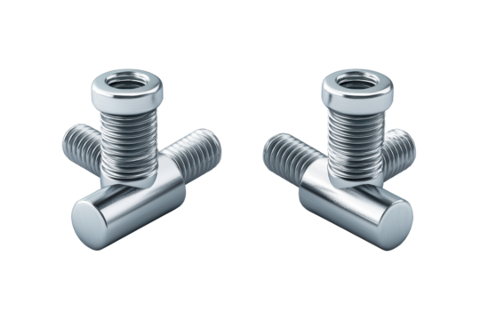 Metal screws isolated on transparent background.