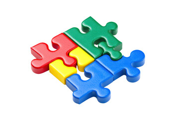 Obraz premium Colorful puzzle pieces isolated on transparent background.