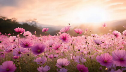 Obraz premium field of pink flowers
