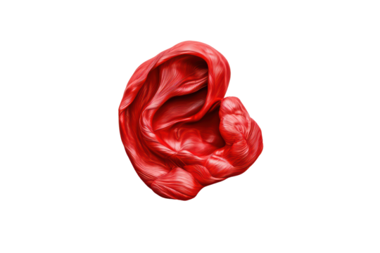 Red textured blob isolated on transparent background.