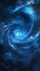 Mesmerizing Metallic Blue and Silver Whirlpool - Vertical Wallpaper for Phones