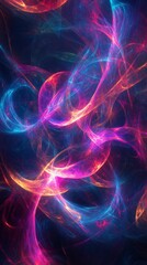 Obraz premium Vibrant Abstract Fractal Patterns Illuminated by Pulsing Neon Lights - Vertical Wallpaper for Phones