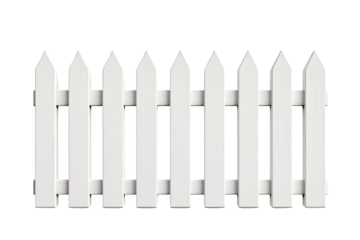 White picket fence isolated on transparent background.