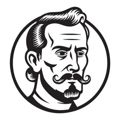 male hairstyle in continuous line drawing minimalist design art of illustration
