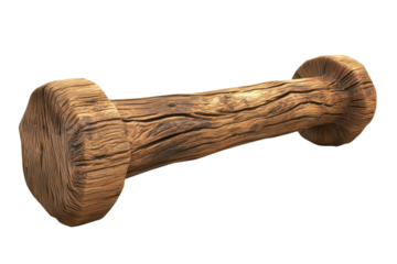 Wooden dumbbell isolated on transparent background.