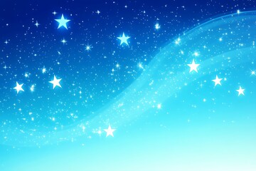 Obraz premium Background of shining stars in pastel blue night sky, generative ai