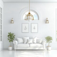 Elegant White Living Room with Gold Accents