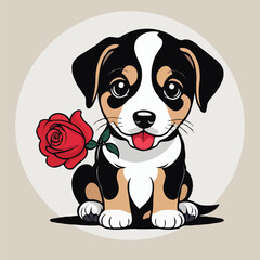 Puppy with Rose  