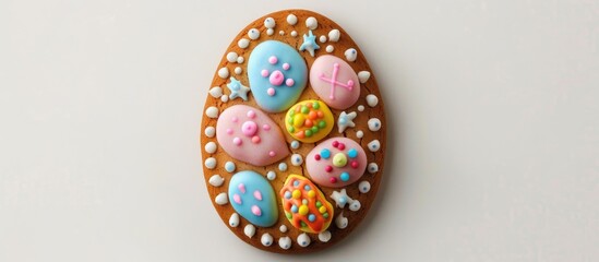 Easter Gingerbread Cookie On White Background Top View