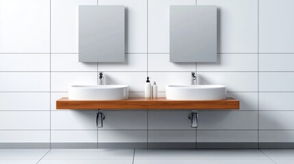 Fototapeta premium Modern Bathroom Troughs with Clean White Background