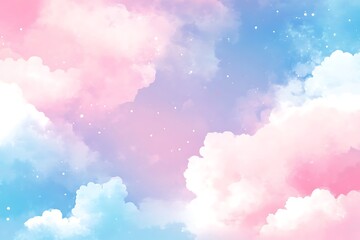  Dreamy pastel colored cloud background illustration, generative ai