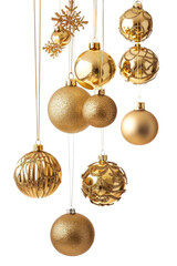 PNG Golden christmas baubles chandelier jewelry hanging.