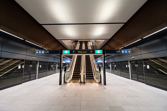 Platform of Waterloo Station of Metro North West and Bankstown Line of Sydney Metro in SYDNEY, NEW SOUTH WALES, AUSTRALIA on 12 SEP 2024