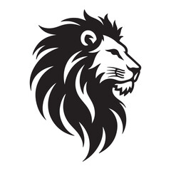 The lion icon is black and tiger head silhouette vector style with white background