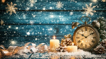 Vintage Clock with Holiday Decor