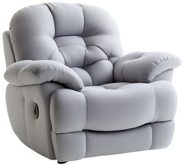 Obraz premium Comfortable Light Gray Recliner Chair for Relaxation, isolated on transparent background.