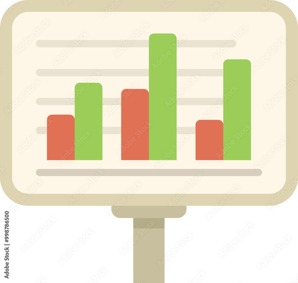 Poster this minimal design icon features a flip chart displaying a bar chart, perfect for representing data