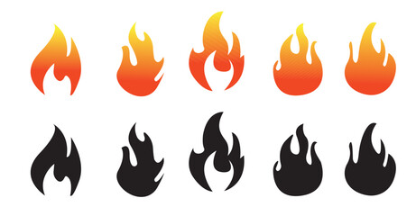 Fire icons for graphic design. Flame concept, fire icon, vector illustration. Vector illustration