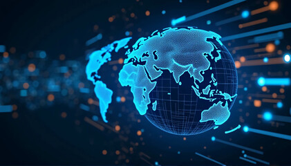 Background of global broadband technology, including ultrafast broadband and connections, digital cybertech mobility, and high-speed worldwide data transport 
