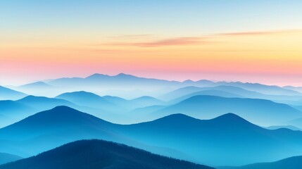 Obraz premium Stunning layered mountains at dawn with soft pastel colors