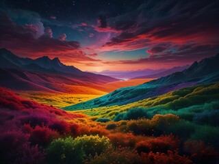 Fototapeta premium sunset over the mountains