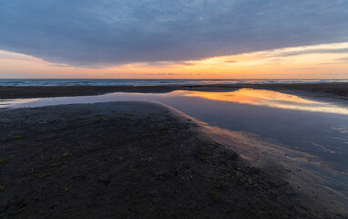 Sunrise on the Caspian Sea coast