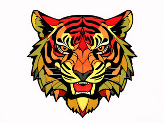 Fototapeta premium Tiger head vector illustration isolated on white background.