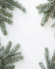 Obraz premium Elegant Christmas Fir Branch on White Background