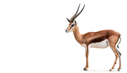 Obraz premium gazelle is one of many antelope species in the genus Gazella are found mostly in the deserts, grasslands, and savannas of Africa. Isolated on white background with copy space