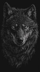 Line drawing dog, black and white