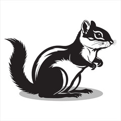 Chipmunk silhouettes and icons. Black flat color simple elegant white background Chipmunk animal vector and illustration.