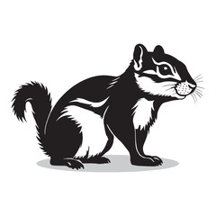 Chipmunk silhouettes and icons. Black flat color simple elegant white background Chipmunk animal vector and illustration.
