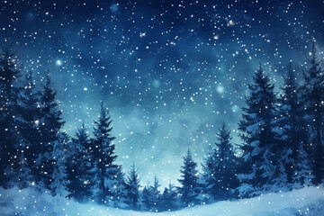 Winter landscape with snow and trees, vectors